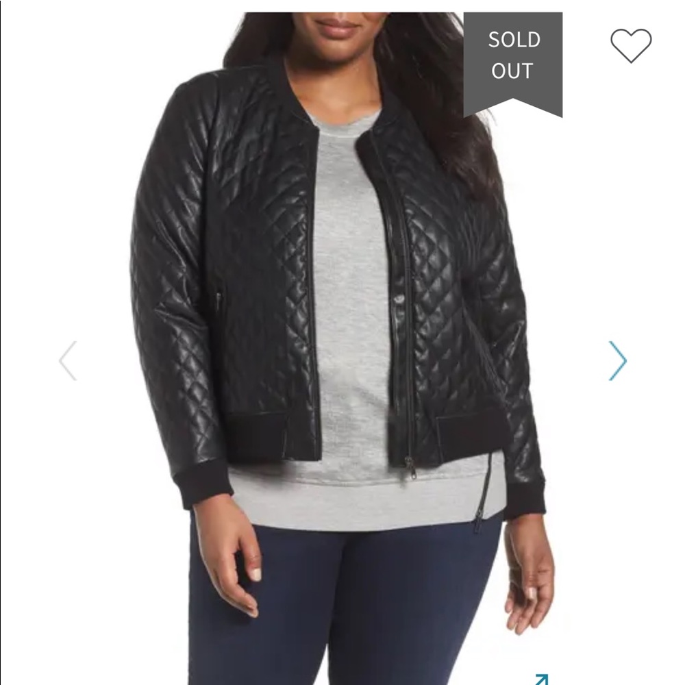 Sejour Quilted Black Faux Leather Bomber Jacket